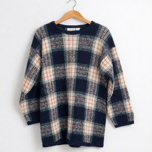 Vintage Paul Harris Design Plaid Sweater L Womens Mohair Blend Academia